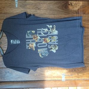 The north face animal graphic v neck tee size xl gray